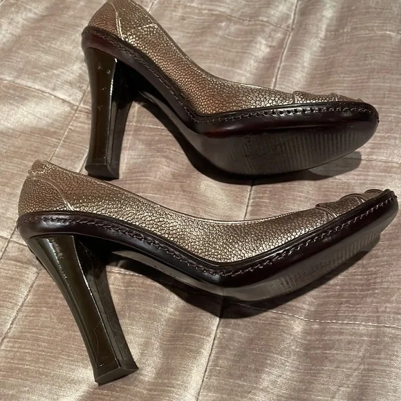 CELINE Metallic Shoes Leather Pumps size 38 Italian